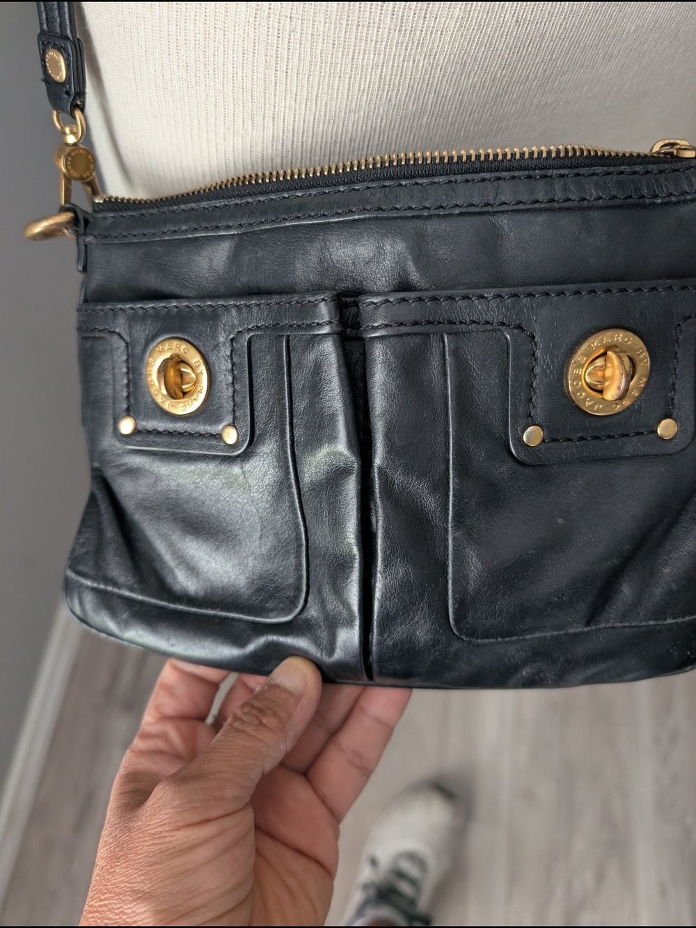 Marc Jacobs Black Leather Crossbody with Gold Hardware - Picture 2 of 3
